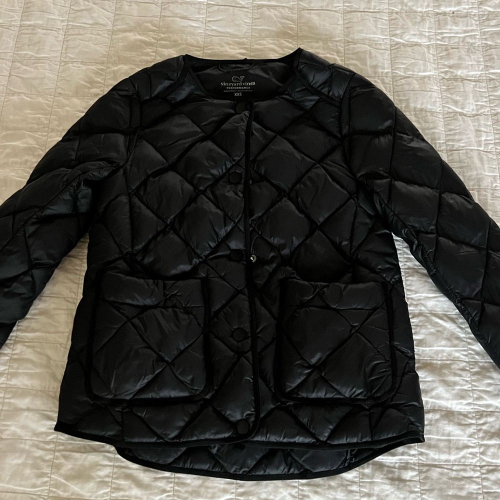 Vineyard Vines primaloft quilted women’s jacket black size XXS button